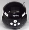 Портативная аудиосистема Perfeo Music Ball 6-in-1 (PF-MSI32BK), 2х3Вт, FM, MP3, USB, SD, Line In/Out, пульт, диктофон, будил., календ., черно-белый