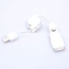 Кабель-переходник USB для Apple (30 pin), Apple Lightning, microUSB, "рулетка", белый