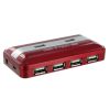 Концентратор USB 2.0 (03011), 7 портов, с б/п, красный
